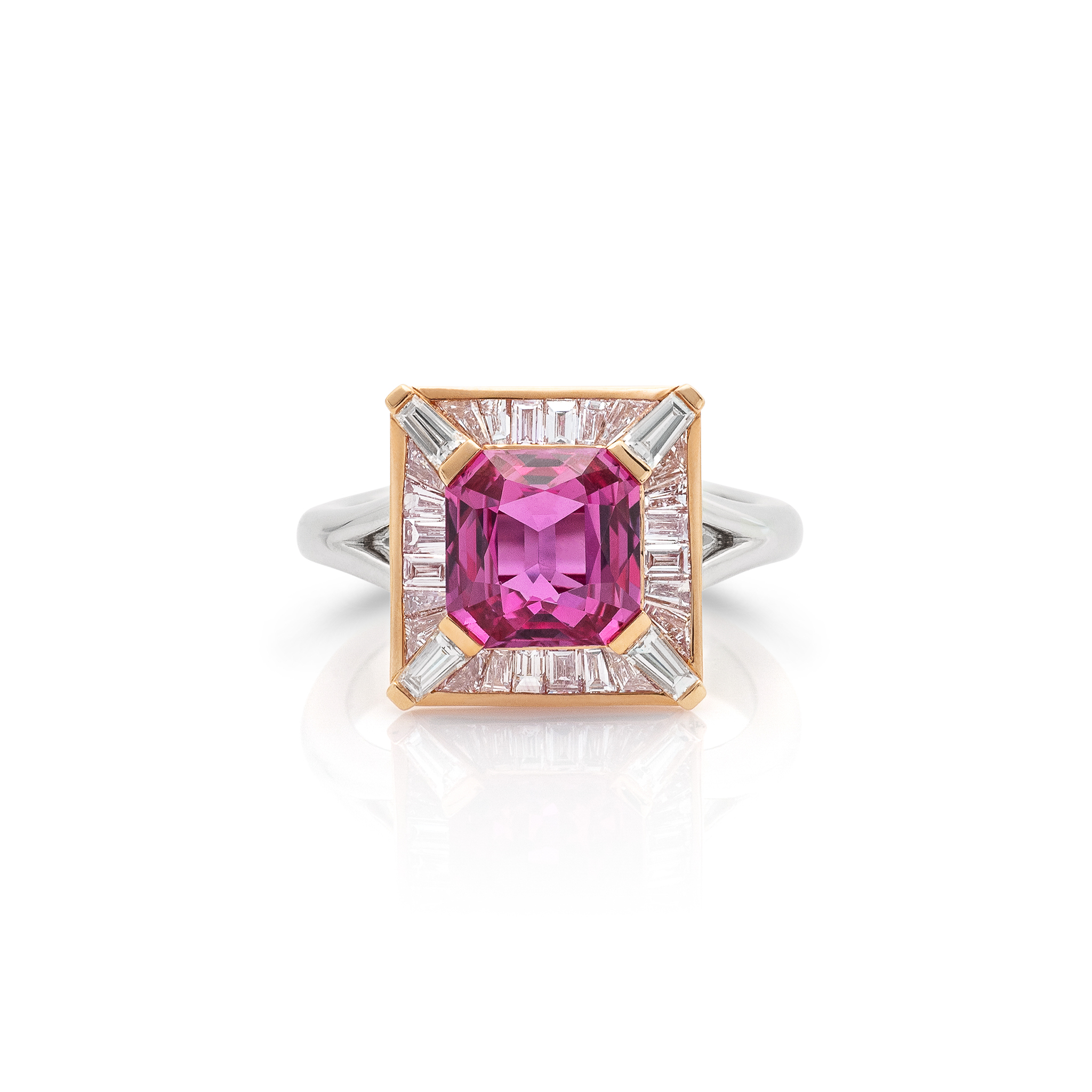 Pink Sapphire and Diamond Ring